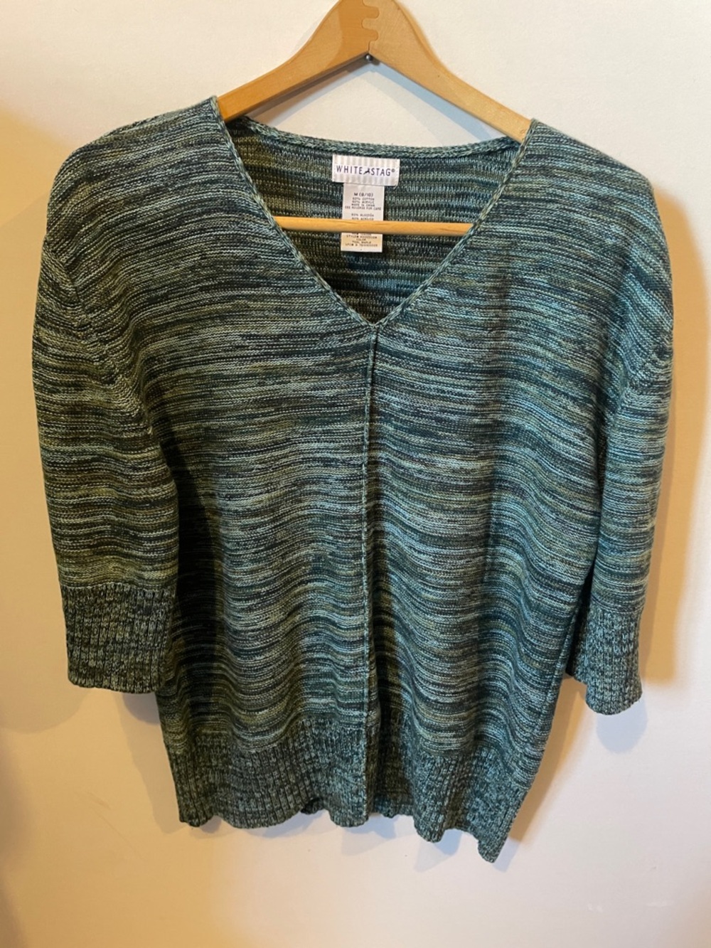 White Stag M Teal Mix V-Neck half slv. Pullover Sweater